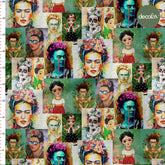 Pop Art Frida Desenli Dijital Baskılı Kumaş